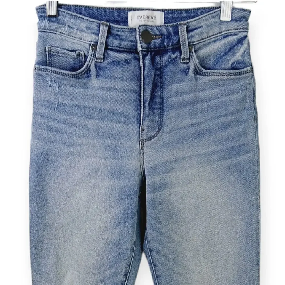 EVEREVE SZ 25 The Ever Straight High Rise Jeans Distressed Knee